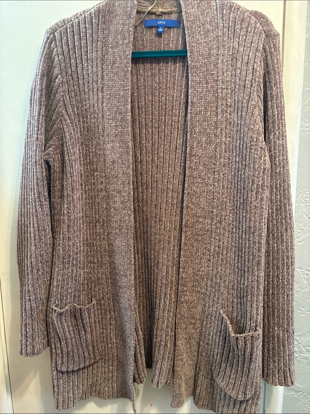 Apt. 9 Ribbed Open-Front Cardigan in Taupe